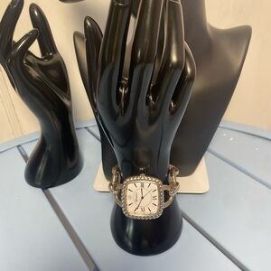 Brighton Women's Silver Tone Square Watch with Roman Numerals and Japan Movement